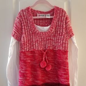 Girls Red & white sweater gently used